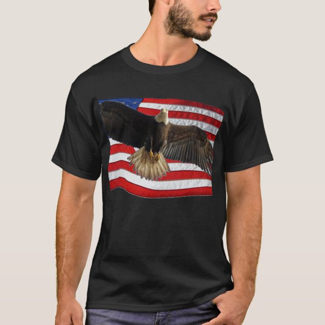 Flying Bald Eagle USA Patriotic Gift T-Shirt (Front)