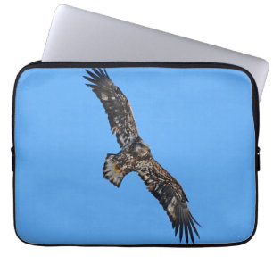 Flying Bald Eagle Wildlife Photograph Laptop Sleeve