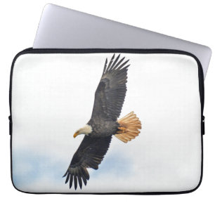 Flying Bald Eagle Wildlife Photograph Laptop Sleeve