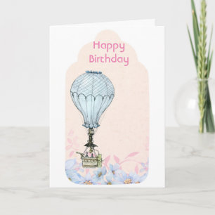 Flying balloon, Birthday Balloons Card