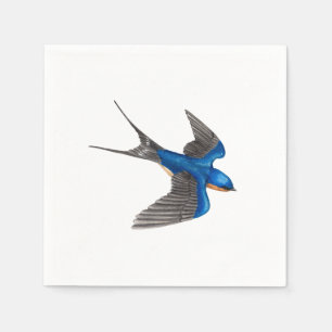 Flying Barn Swallow Bird Art Napkin