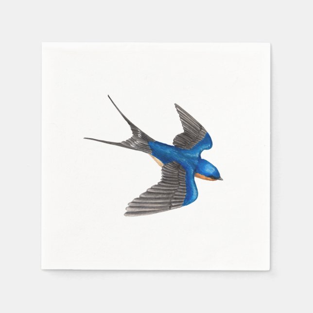 Flying Barn Swallow Bird Art Napkin (Front)
