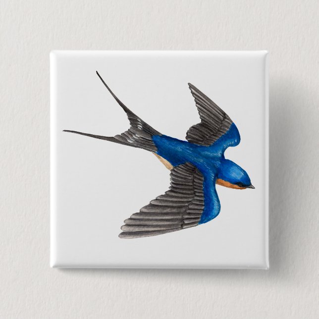 Flying Barn Swallow Button (Front)