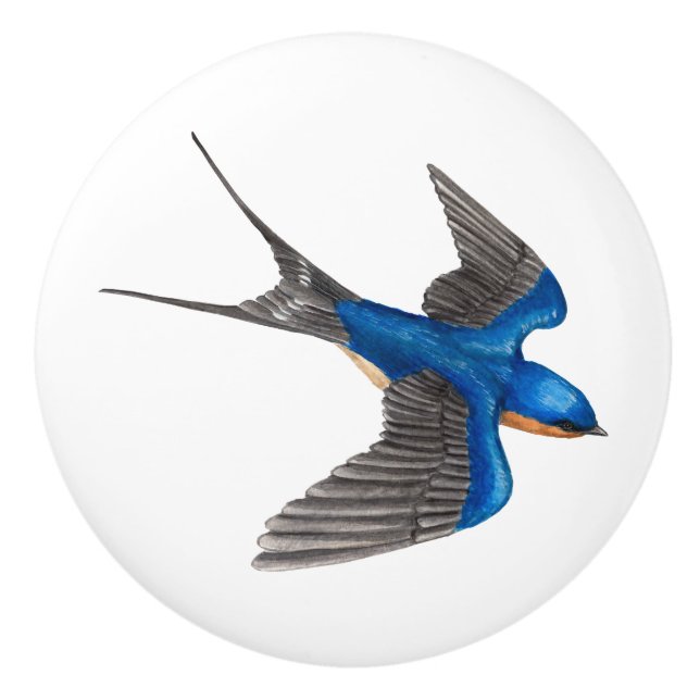 Flying Barn Swallow Ceramic Knob (Front)
