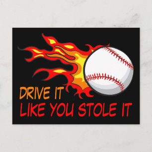 Flying Baseball Ball in Flames with Funny Quote Postcard