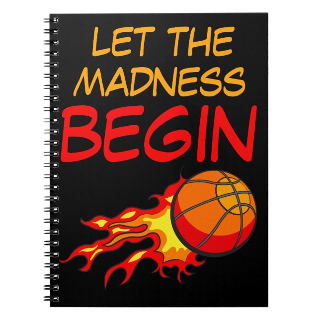 Flying Basketball in Flames with Quote, Sport Notebook (Front)