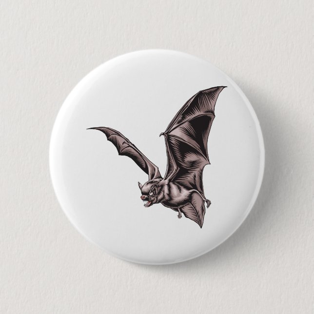 Flying Bat 2 Inch Round Button (Front)