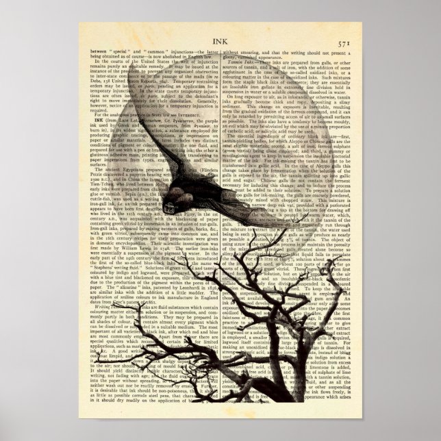 Flying Bat, Full Moon, Traditional Gothic Art Poster (Front)