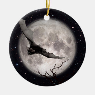Flying Bat, Full Moon, Traditional Gothic, Vampire Ceramic Ornament