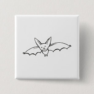 Flying Bat - fun original ink drawing sketch art 2 Inch Square Button