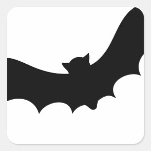Flying Bat in Silhouette - Halloween Square Sticker
