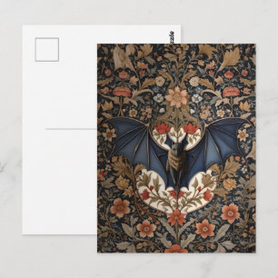 Flying Bat - Modern William Morris Floral  Postcard