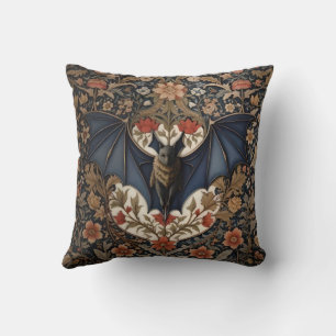 Flying Bat - Modern William Morris Floral  Throw Pillow