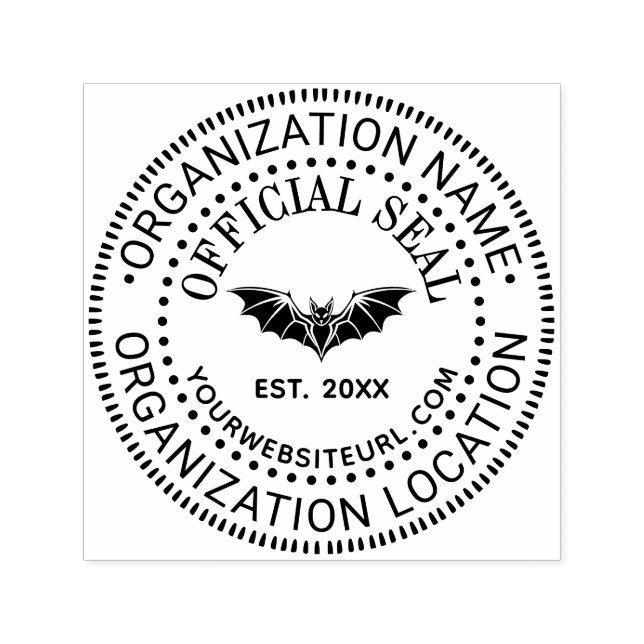 Flying Bat Official Seal Name Loc URL Estd Date Self-inking Stamp (Design)