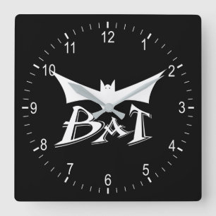 Flying bat square wall clock