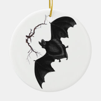 Flying Bat, Traditional Gothic, Dead Tree, Nature Ceramic Ornament