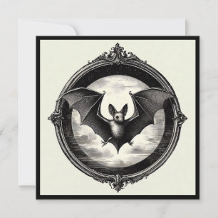 Flying Bat with Full Moon Goth Card