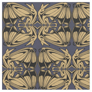 Flying Bats Art Nouveau Pattern Fabric