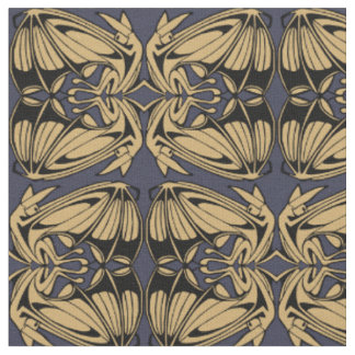 Flying Bats Art Nouveau Pattern Fabric