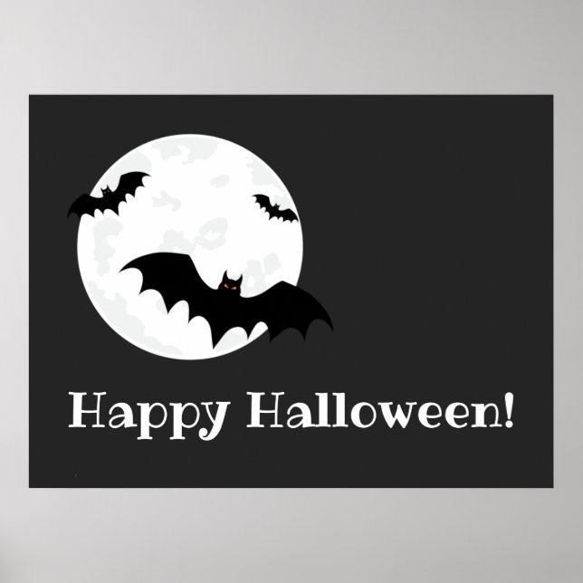 Flying Bats & Moon Halloween  Poster (Front)