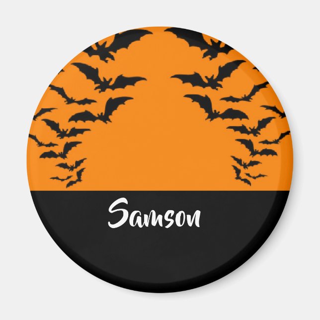 Flying bats on orange magnet (Front)