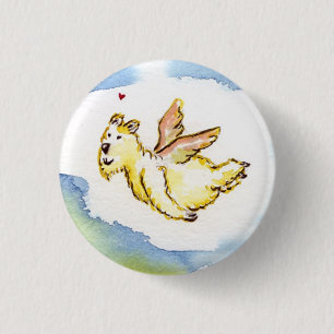 flying bear in love 1 inch round button