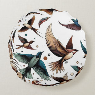 Flying beauty round pillow