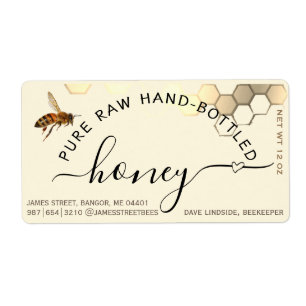 Flying Bee Hand Bouteille de miel avec étiquette d