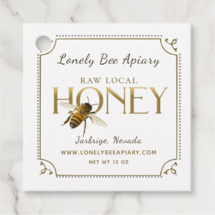 Flying Bee Metallic Gold Honey Tag fancy border