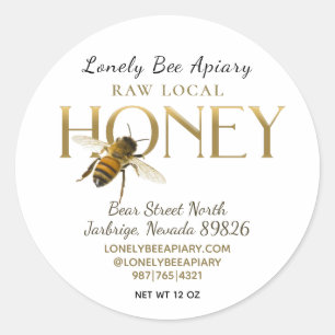 Flying Bee Raw Local Honey Label White