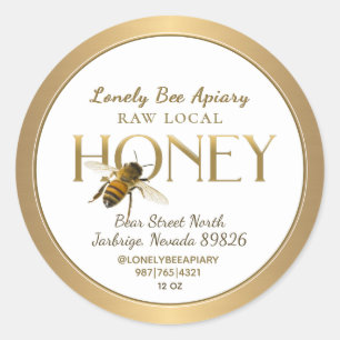 Flying Bee Raw Local Honey Label White