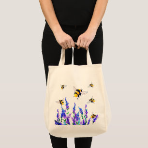Flying Bee Tote Bag Spring Flowers