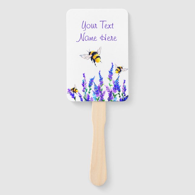 Flying Bees Hand Fan with Custom Text (Front)