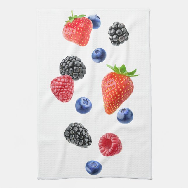 Flying berries kitchen towel (Vertical)