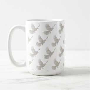 Flying Bird Tan Linen Scandinavian Pattern Coffee Mug