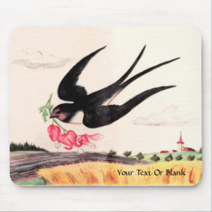 Flying Bird With Flowers Mouse Pad