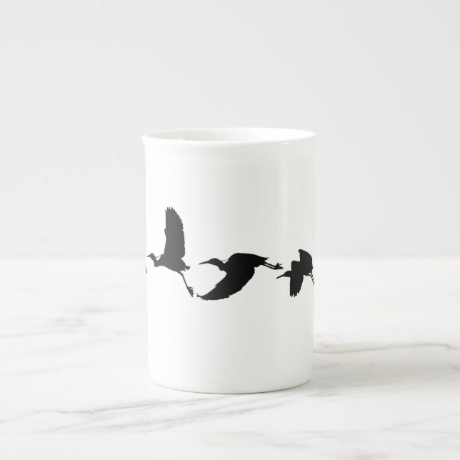 flying-birds-animals-silhouette bone china mug (Front)