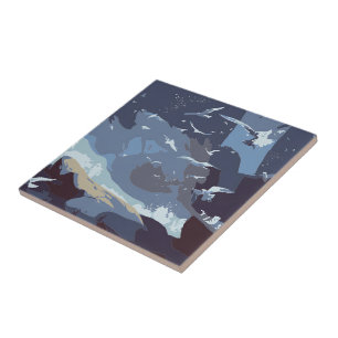 Flying Birds & Coastal Waves Tile