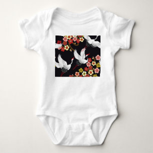 Flying Birds: Crane Heron Japanese. Baby Bodysuit
