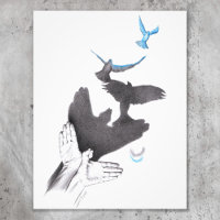 Flying birds Hand shadow Illusion Surreal art