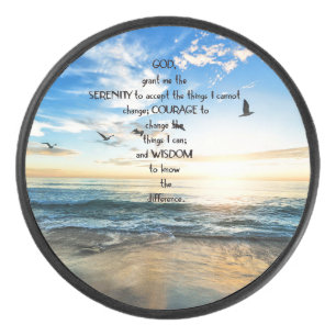 Flying Birds In Heaven Serenity Prayer Hockey Puck