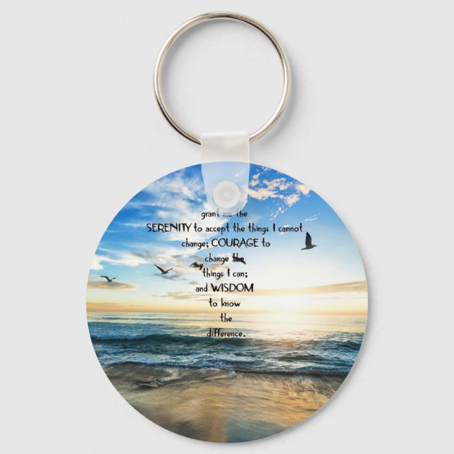 Flying Birds In Heaven Serenity Prayer  Keychain (Front)