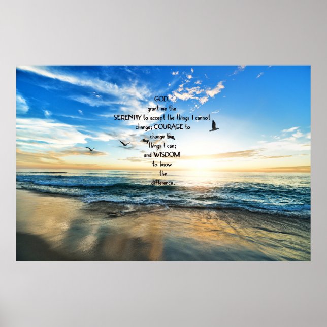 Flying Birds In Heaven Serenity Prayer  Poster (Front)