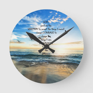 Flying Birds In Heaven Serenity Prayer Round Clock