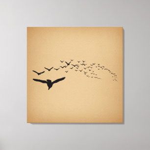 Flying Birds Vintage Art Canvas Print