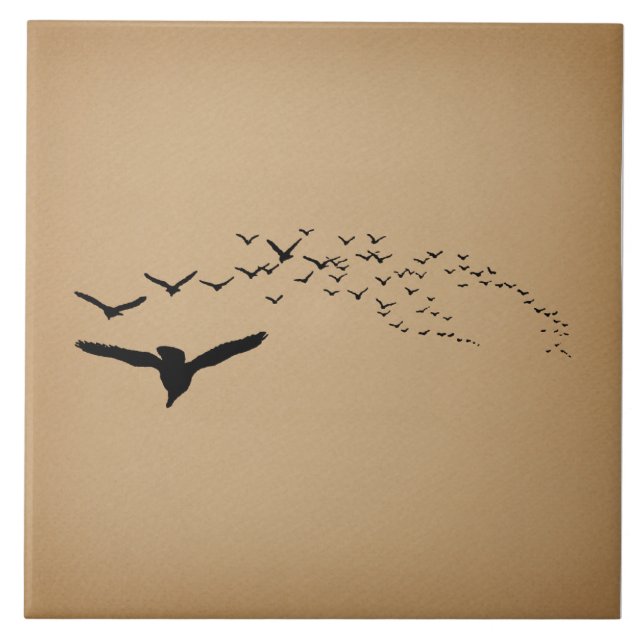 Flying Birds Vintage Art Tile (Front)