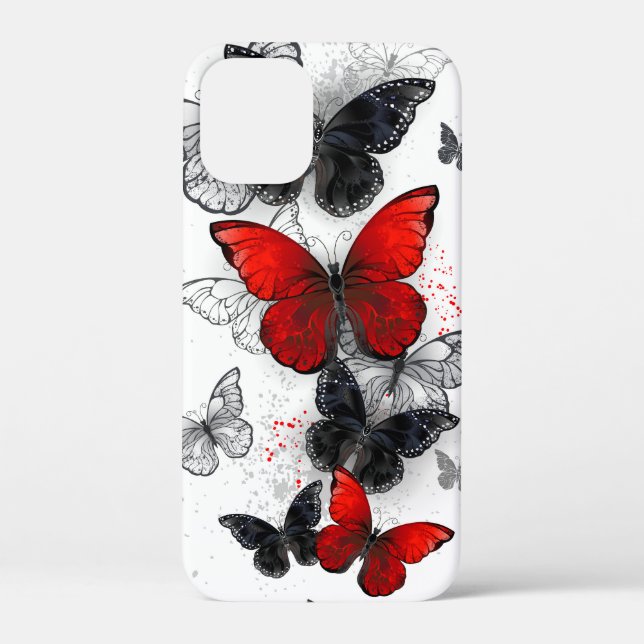 Flying Black and Red Morpho Butterflies Case-Mate iPhone Case (Back)