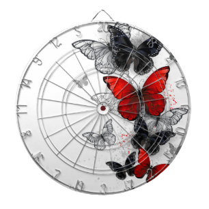 Flying Black and Red Morpho Butterflies Dartboard