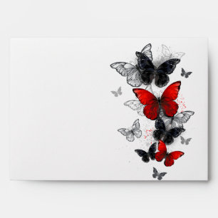 Flying Black and Red Morpho Butterflies Envelope