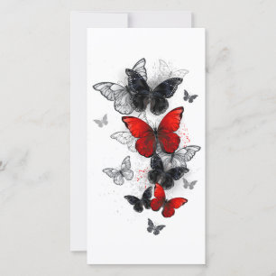 Flying Black and Red Morpho Butterflies Holiday Card